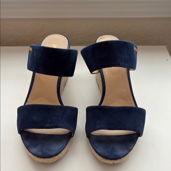 Prada Women's Navy Blue Wedge Sandals - Picture 1 of 4